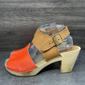 Bryr Studios Shoes Womens Size 9 (40) Heel Clogs Wood Brown Orange